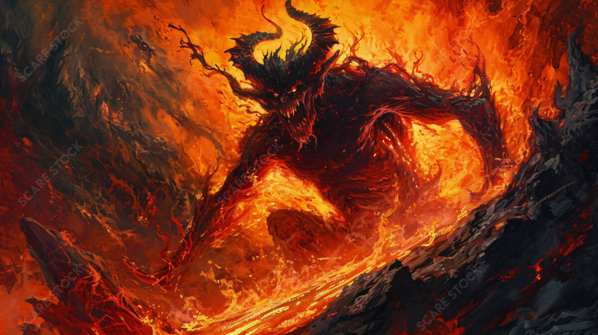 Experience the Intensity of Blaze Fury - Fire Demon Artwork | Demons & Dark Entities