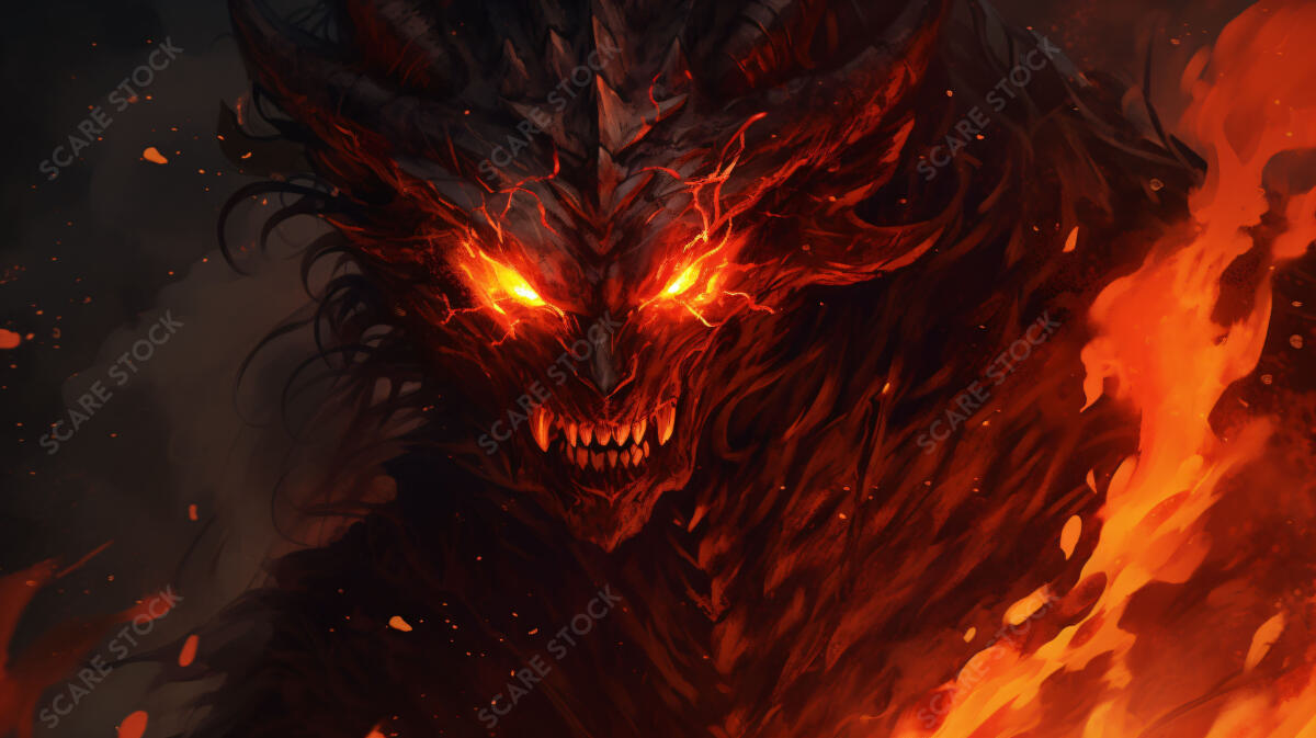 Blaze of Fury - High-Intensity Horror Stock Image | Demons & Dark Entities