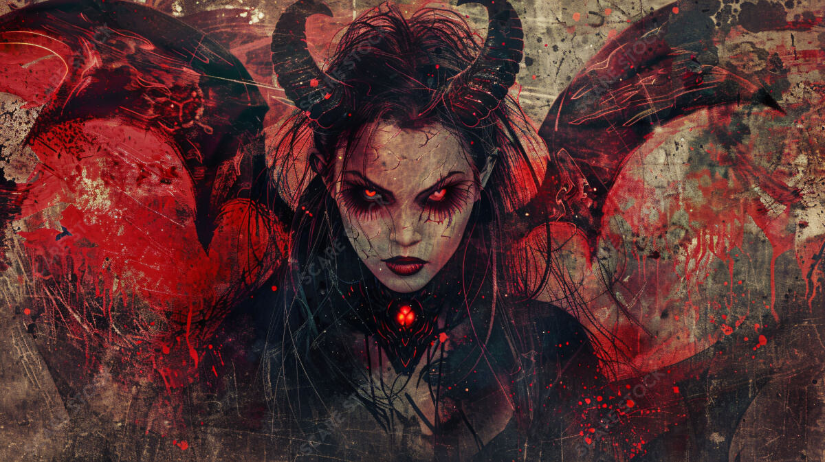 "Crimson Enchantress" - Horror Art Stock Illustration | Horror Grunge Art