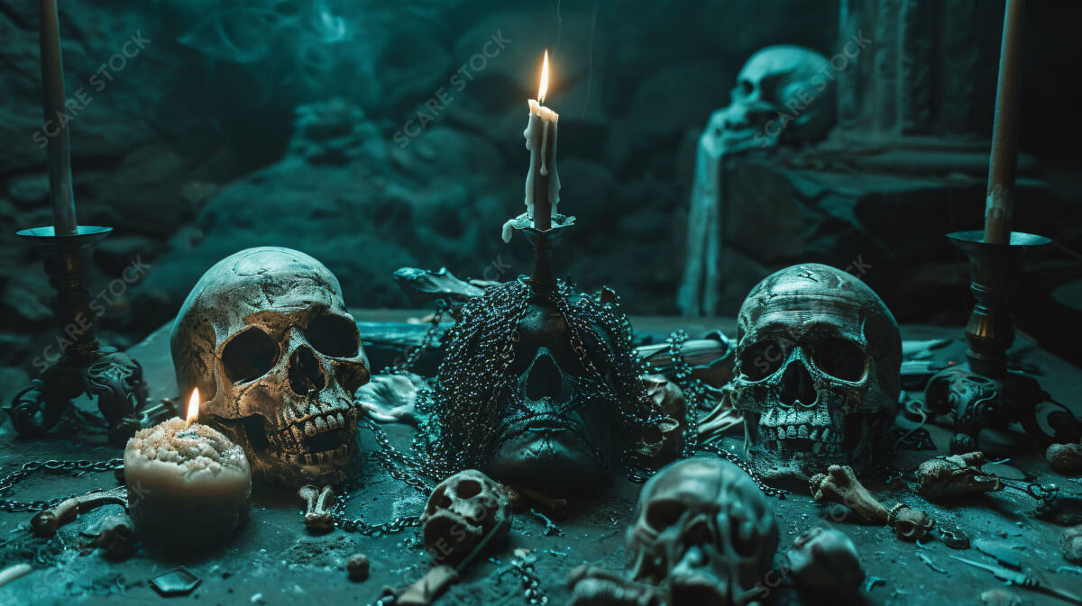 Cryptic Altar - Eerie Occult Ritual Space for Horror Projects | Occult Art