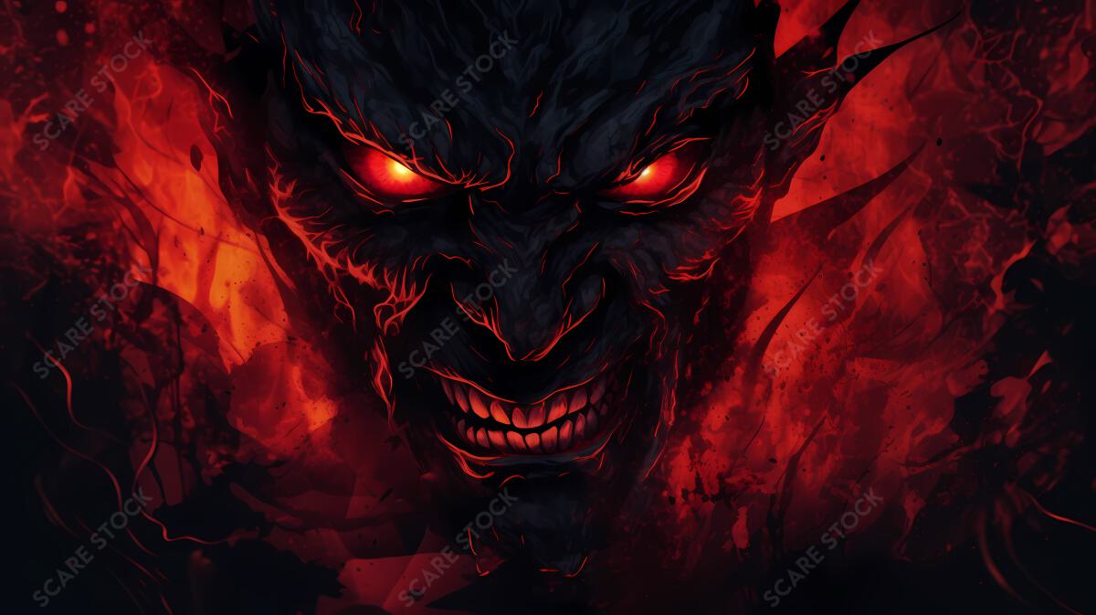 Demon Face in Flames - Dark Art | Perfect for Album Covers and Backgrounds | Demons & Dark Entities