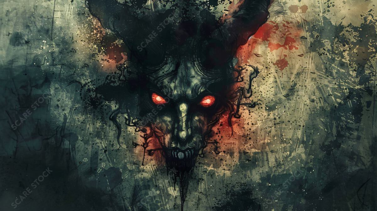 Demonic Visage: The Haunting Gaze - Dark Fantasy Art | Horror Grunge Art