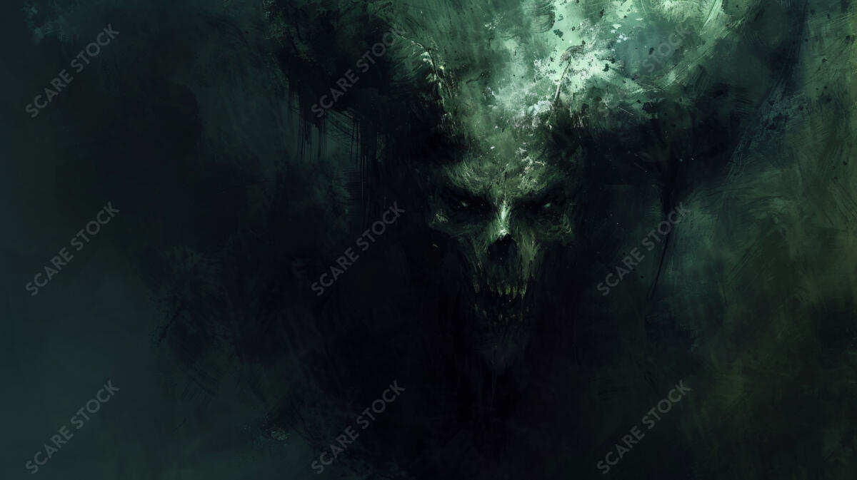 "Emerald Phantom" Horror Grunge Skull Illustration | Exclusive Stock Art | Horror Grunge Art