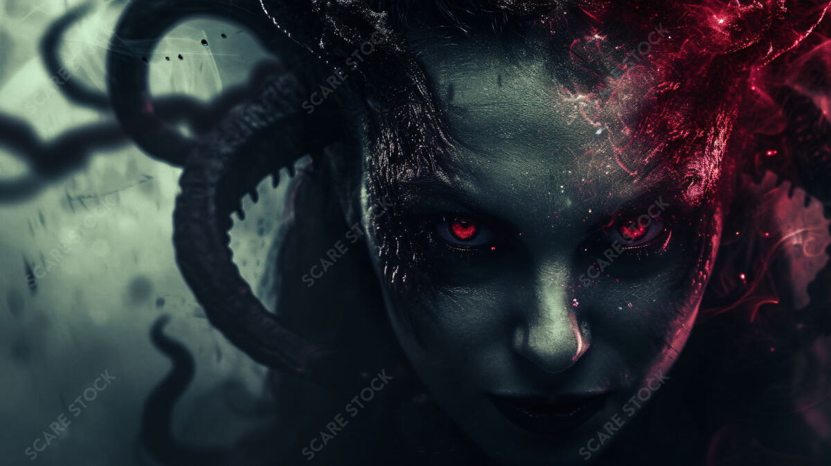 Enchantress of the Abyss - Mesmerizing Horror Stock Photo | Demons & Dark Entities