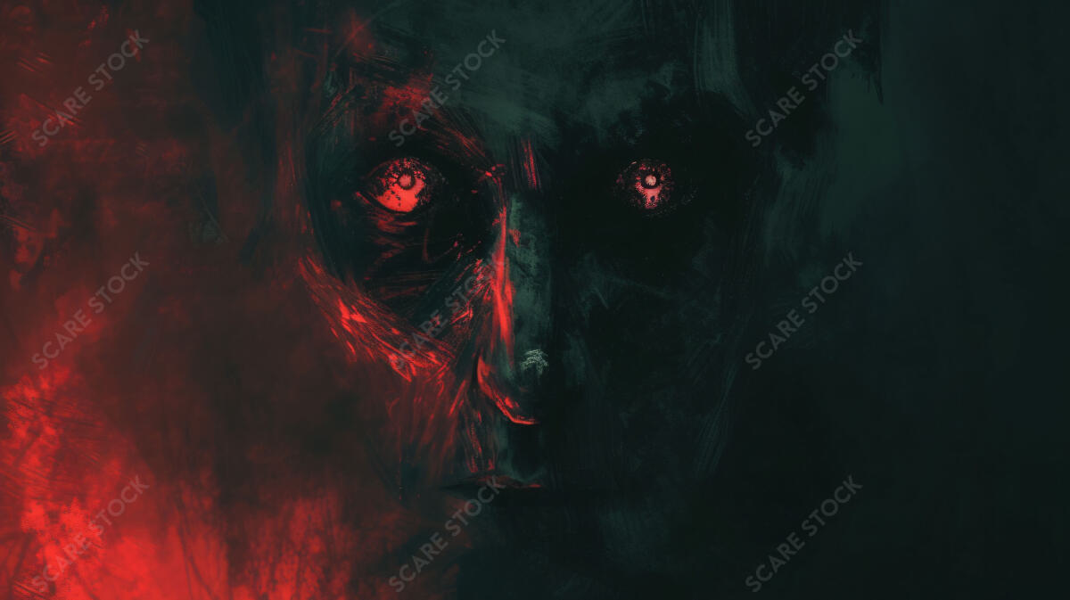 Enigmatic Stare - Phantom with Red Eyes Horror Stock Image | Horror Grunge Art