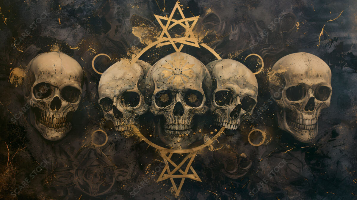 Eternal Guardians of the Occult - Macabre Skull Artwork | Occult Art