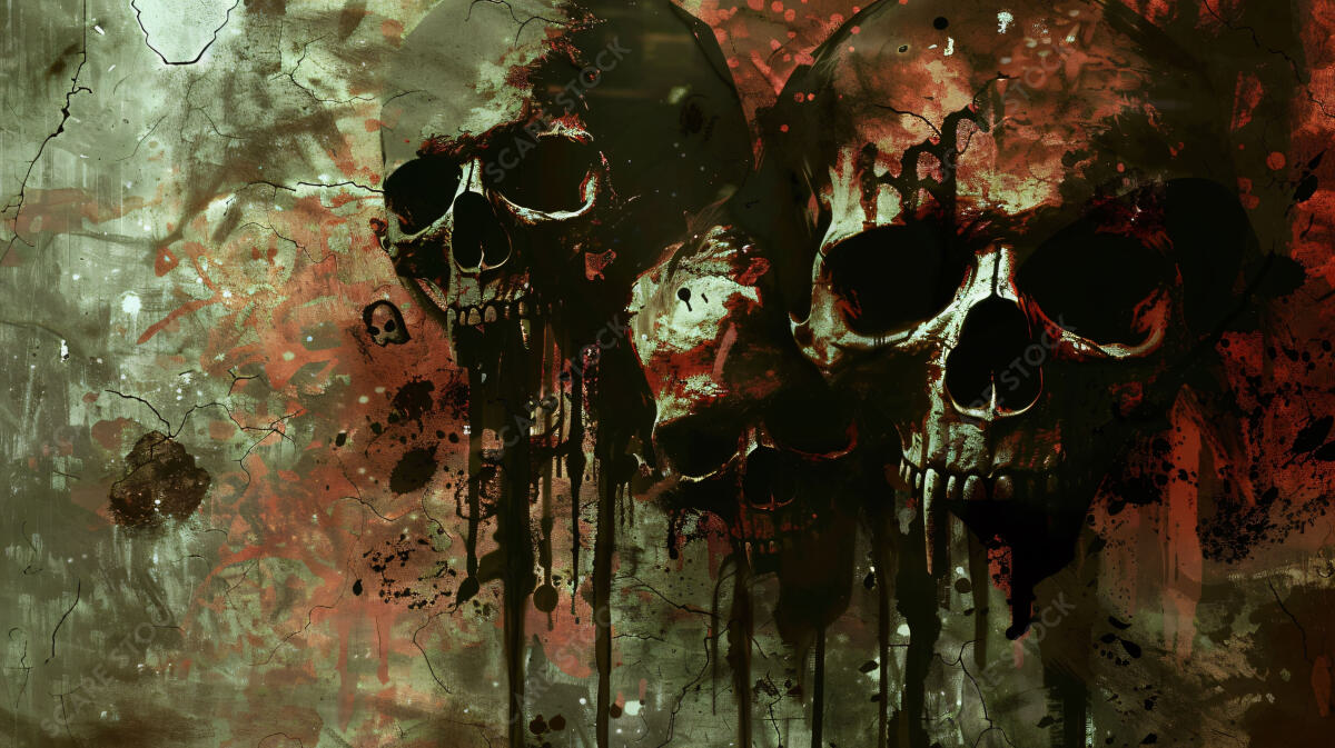 "Eternal Silence" - Haunting Horror Grunge Skulls Stock Illustration | Horror Grunge Art