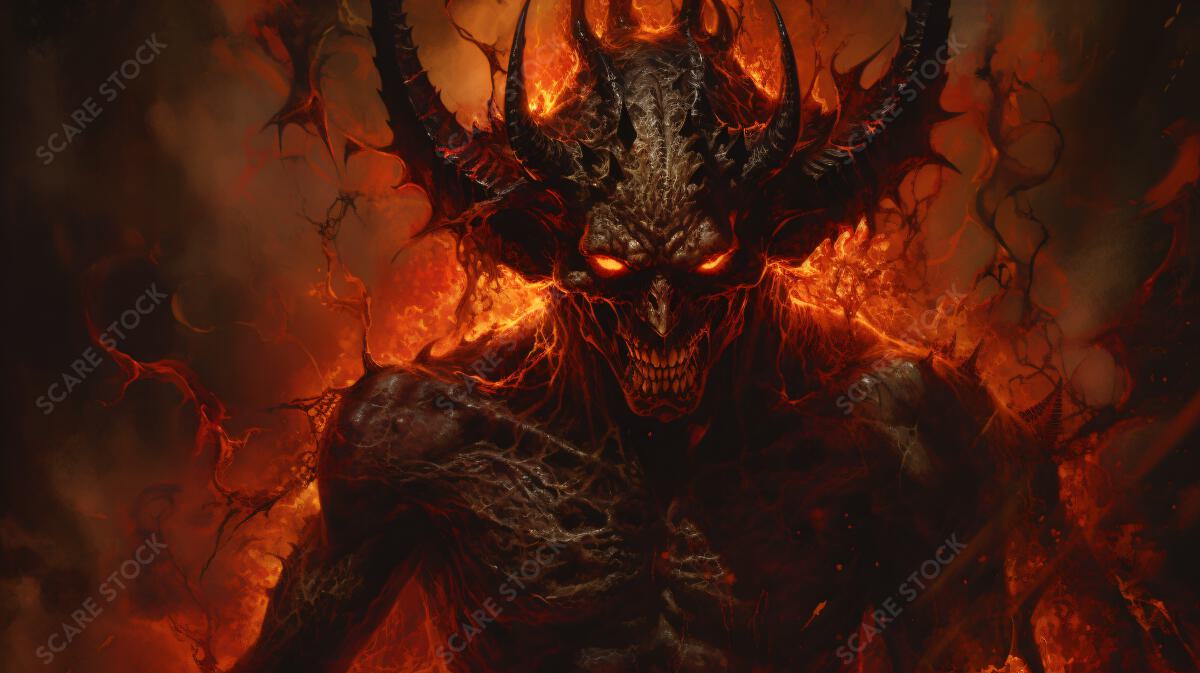 Fierce Hellfire Demon - Intense Digital Art for Covers & Project | Demons & Dark Entities