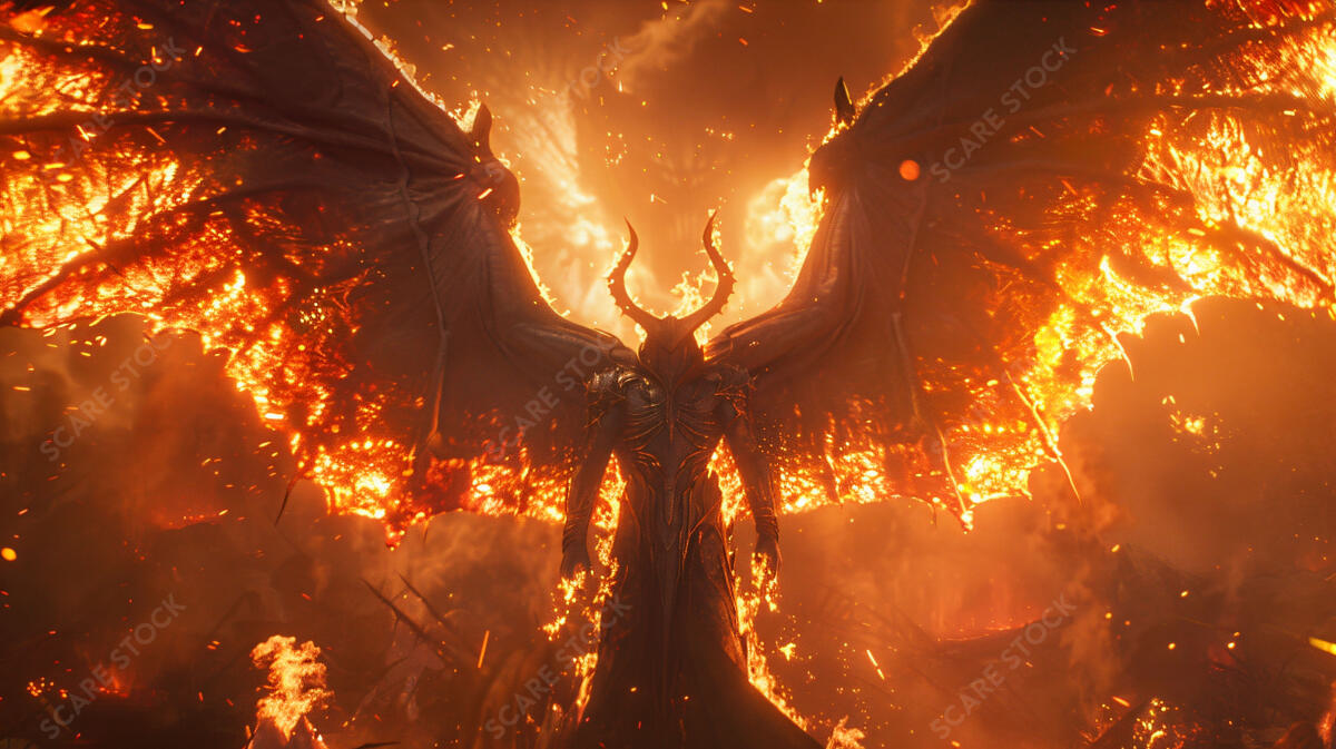 Fiery Dragon Majesty - Dark Fantasy Stock Photo | Demons & Dark Entities