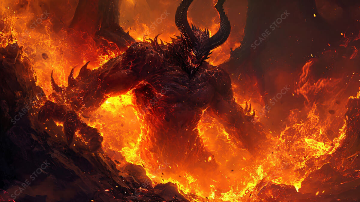 Stock Art Brilliance - 'Flame Wrath' Ablaze with Fiery Creativity | Demons & Dark Entities