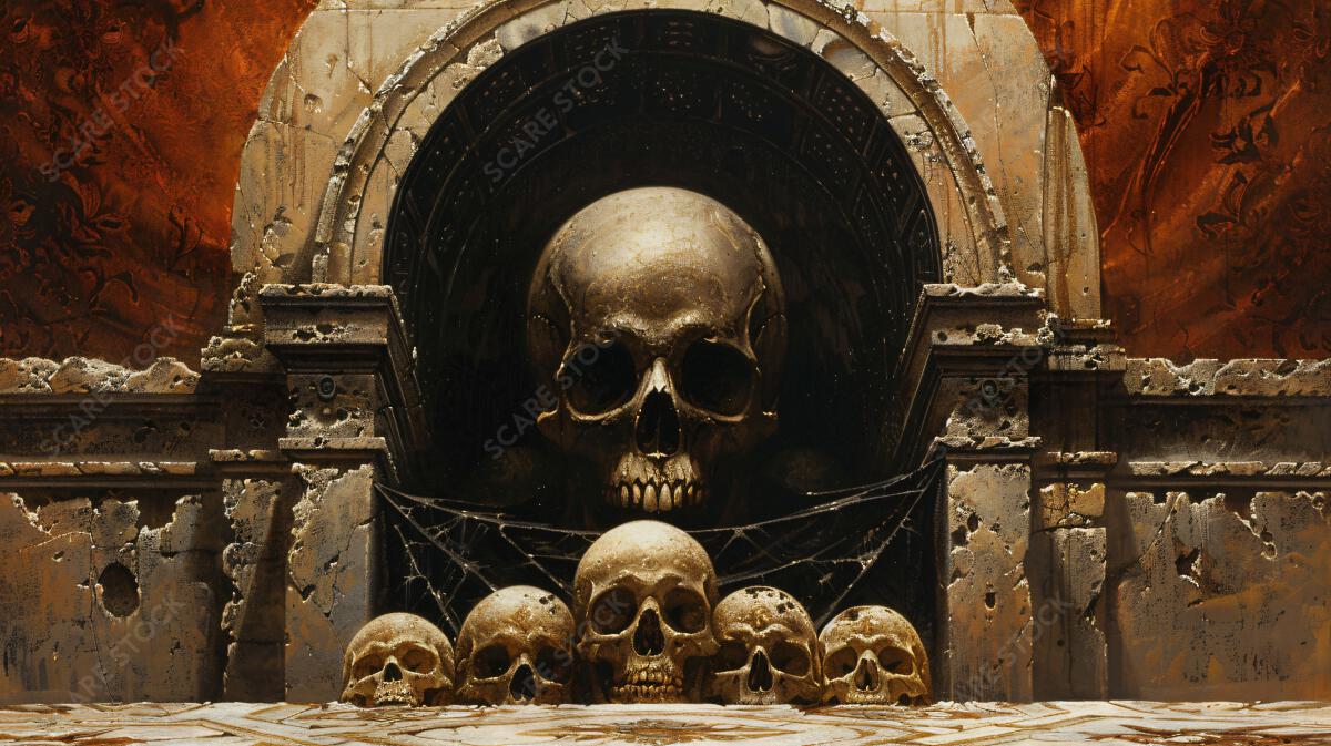 Haunting Skull Altar - Gothic Digital Art for Dark Fantasy Projects | Occult Art