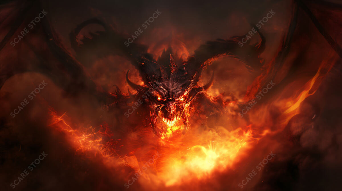 Infernal Dragon's Fury - Volcanic Beast Art | Demons & Dark Entities