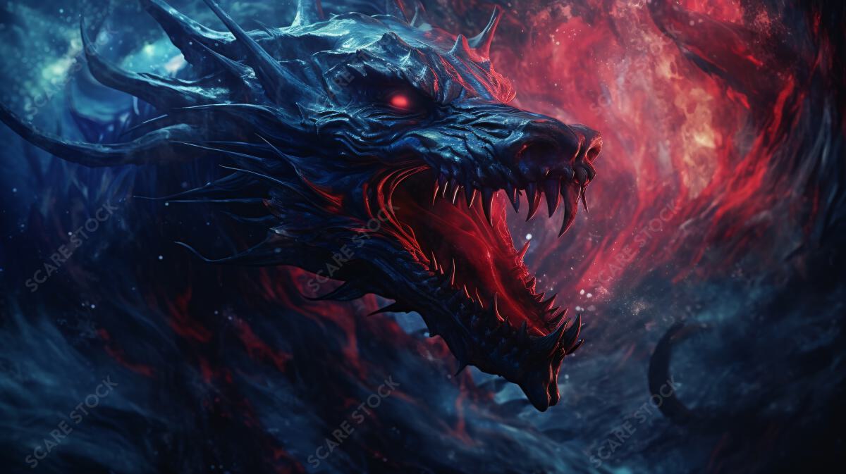 Leviathan's Fury: A Clash of Fire and Ice - Dramatic Fantasy Art | Ancient Gods, Ghosts & Mythic Beings