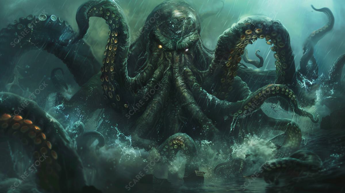 Leviathan Ocean Horror Art - Epic Sea Monster Illustration | Ancient Gods, Ghosts & Mythic Beings