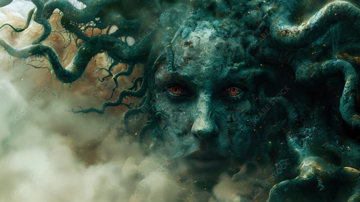 Medusa's Gaze - Dark Fantasy Art | Ideal for Album Covers and Backgrounds | Ancient Gods, Ghosts & Mythic Beings