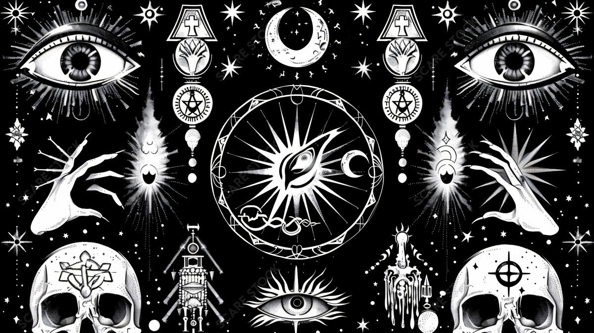 Mystic Icons: The All-Seeing Ensemble -  Occult Symbols Art | Occult Art