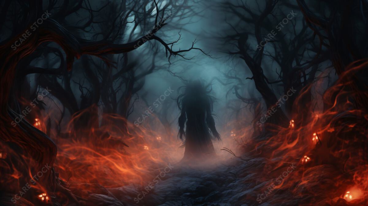 Mystical Haunted Forest with Glowing Spirits - Dark Fantasy Art | Ancient Gods, Ghosts & Mythic Beings