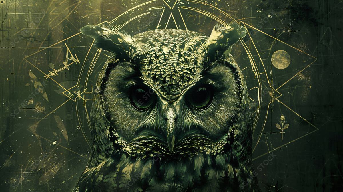 Mystical Owl with Occult Symbols - Enigmatic Art for Your Projects | Occult Art