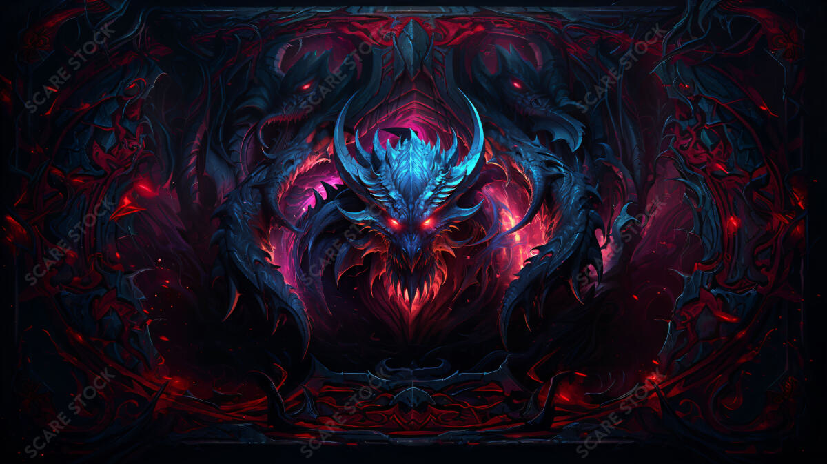 Unveil 'Ominous Watcher' - A Haunting Glowing-Eyed Demon Art" | Demons & Dark Entities