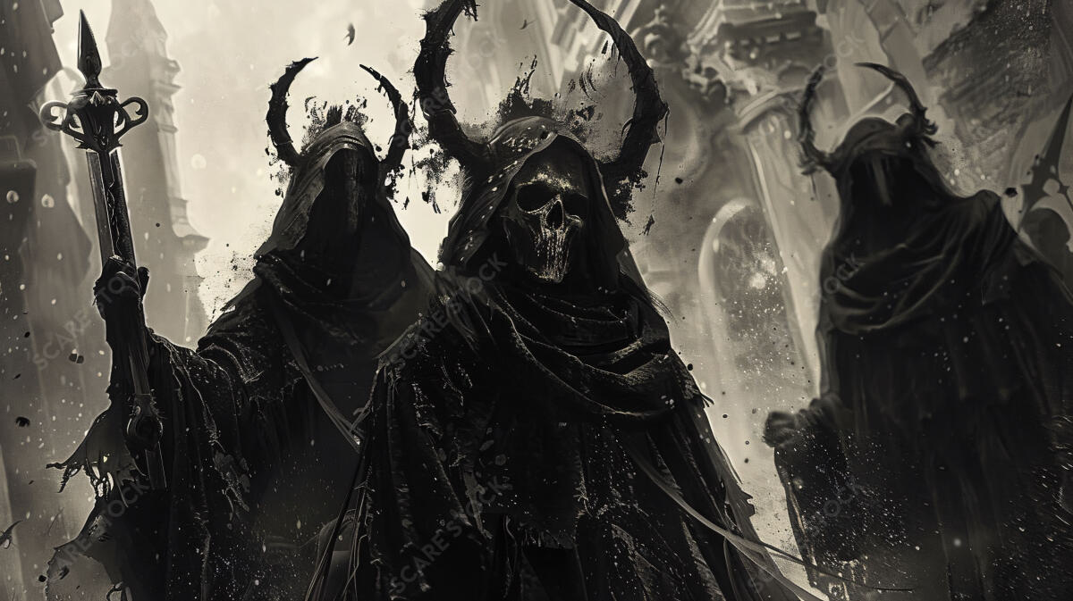 Shadowed Sentinels Art - Dark Fantasy & Horror Illustration | Occult Art