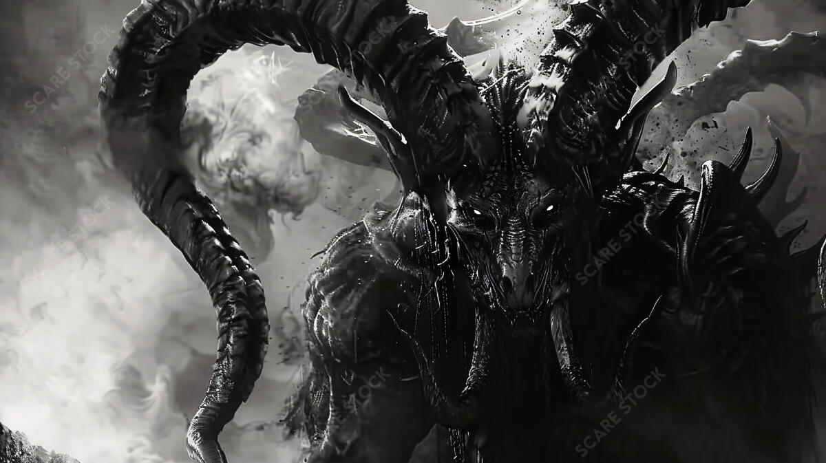 Shadowscale Behemoth - Monochrome Mythical Beast Image | Demons & Dark Entities