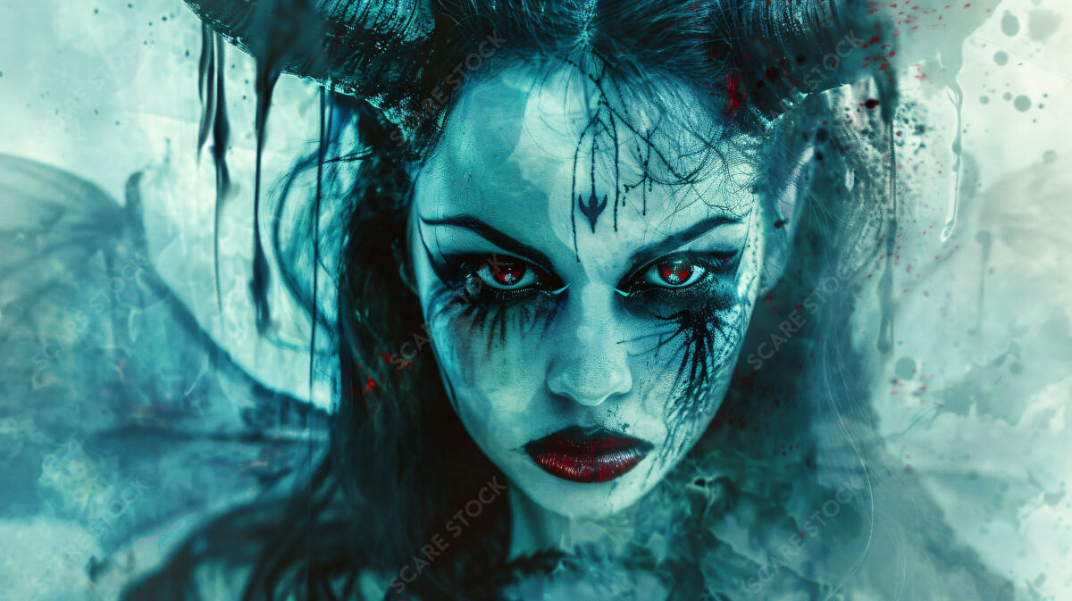 Demonic Queen Fantasy Art - "The Queen of Shadows" for Stock Illustration | Horror Grunge Art