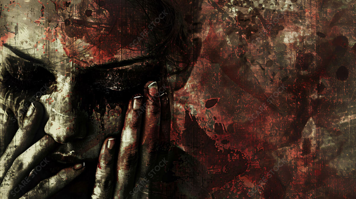 "Veiled Grief: The Silent Scream" - Emotive Horror Grunge Artwork | Horror Grunge Art